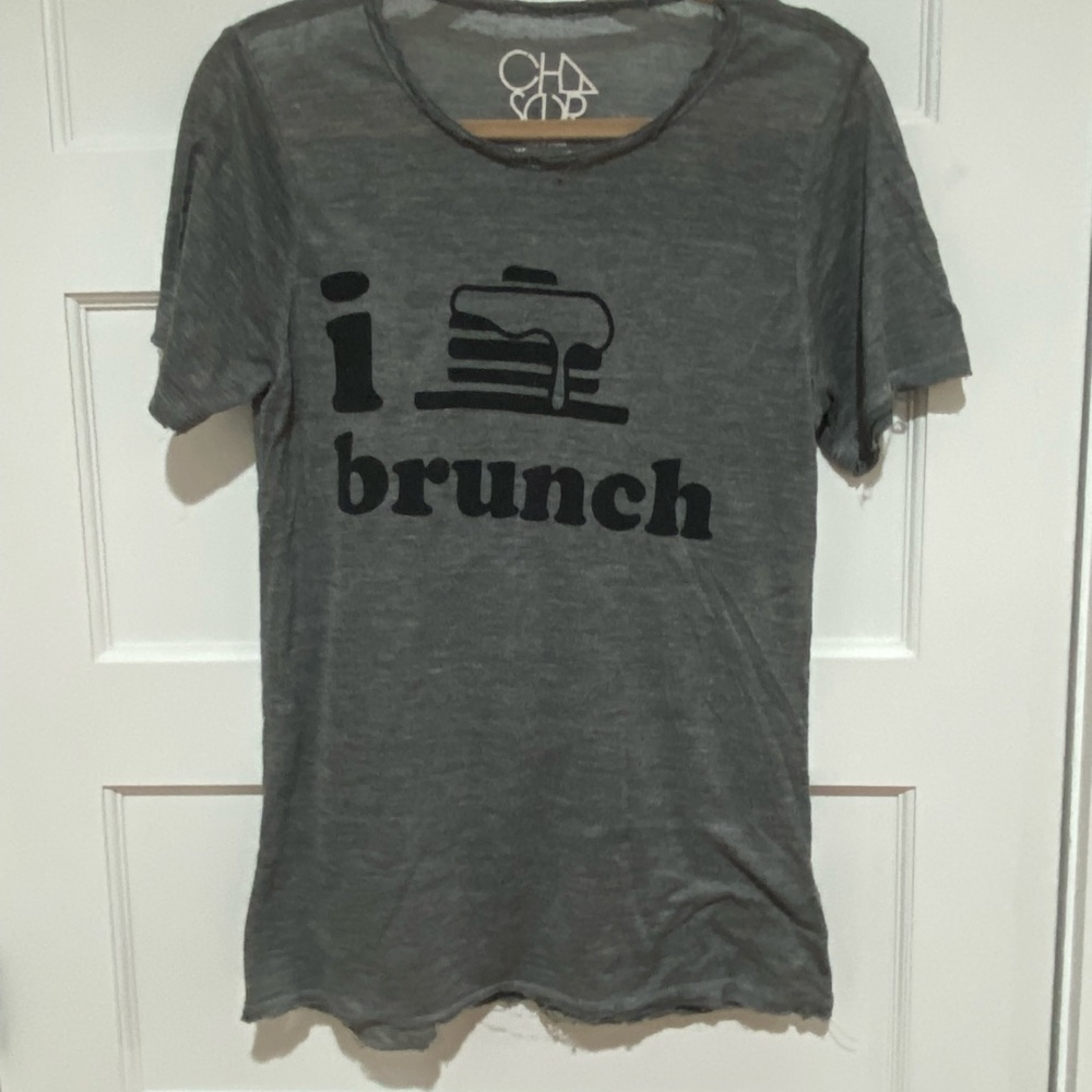 Gray Graphic Tee with Brunch Print